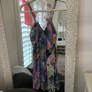 Zara Multi-Color Printed Mini Dress - Purple, Green, Black